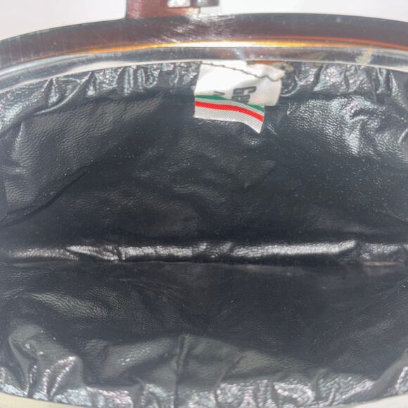 Vintage Black Leather Small Clutch 7” x 5” Snap Closure Made in Italy Clean - Picture 6 of 7